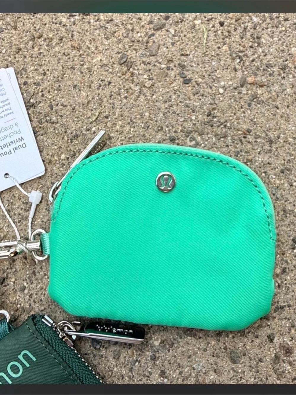 lululemon athletica Teal & Aqua Wristlet Keychain Dual Pouch Set